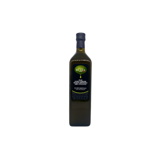 bottiglia olio extravergine biologico irpino vista frontale con etichetta