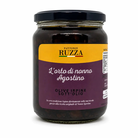 Olive irpine sott'olio – ricetta di nonno Agostino, conserva artigianale Fattorie Ruzza Fontanarosa
