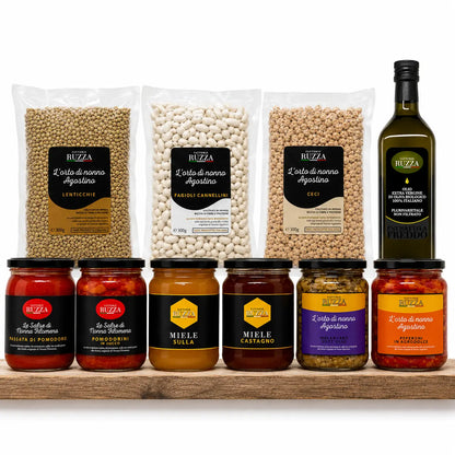 Selezione Famiglia Ruzza – olio EVO biologico, mieli, passata, pomodorini, sott'oli e legumi dell'Irpinia