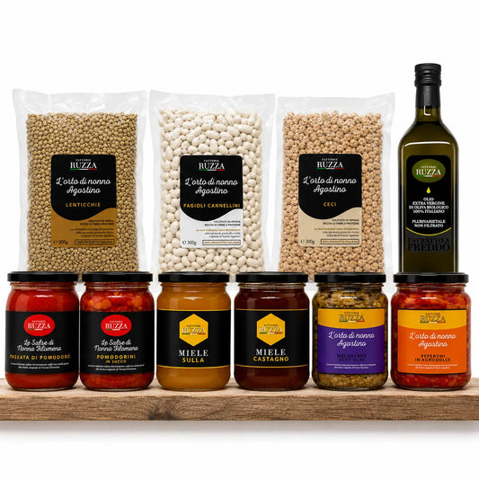 Selezione Famiglia Ruzza – olio EVO biologico, mieli, passata, pomodorini, sott'oli e legumi dell'Irpinia