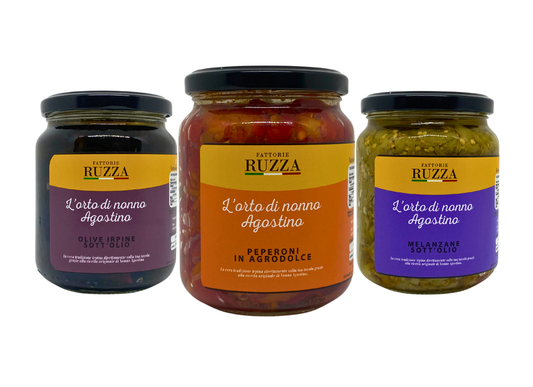 Olive, peperoni e melanzane sottolio – assortimento conserve dell'Irpinia